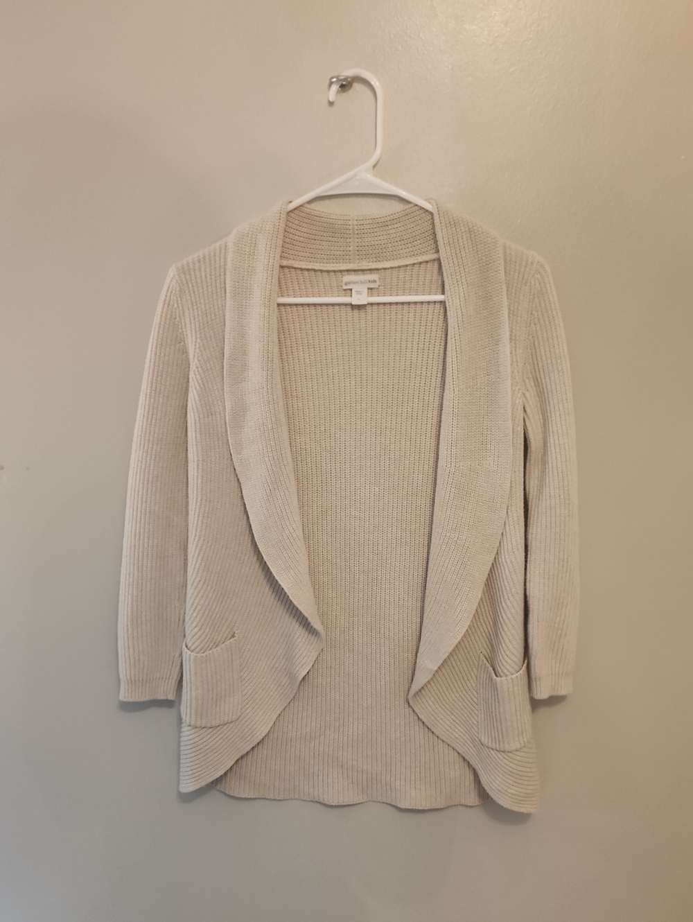 Kids Open-Front Cream Cardigan Sweater